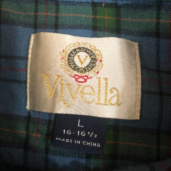 Viyella Button Down Long Sleeve Shirt Men's Size Large 16-16 1/2 Blue/Green - Picture 3 of 4